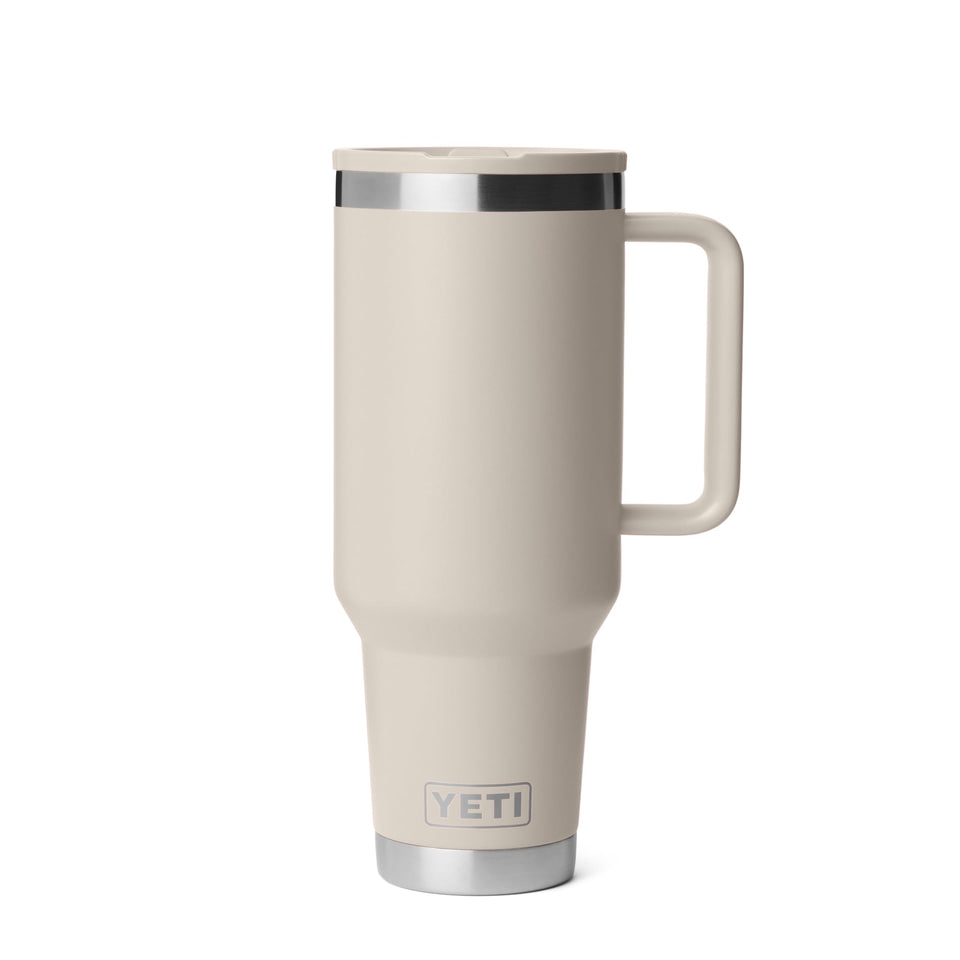 YETI Rambler 40 oz with Flip Straw Lid in Cape Taupe, leakproof for on-the-go hydration