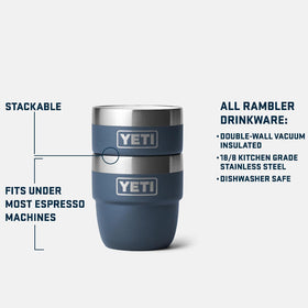 YETI Rambler 4oz cup, side grip angle shown for easy handling on the go.