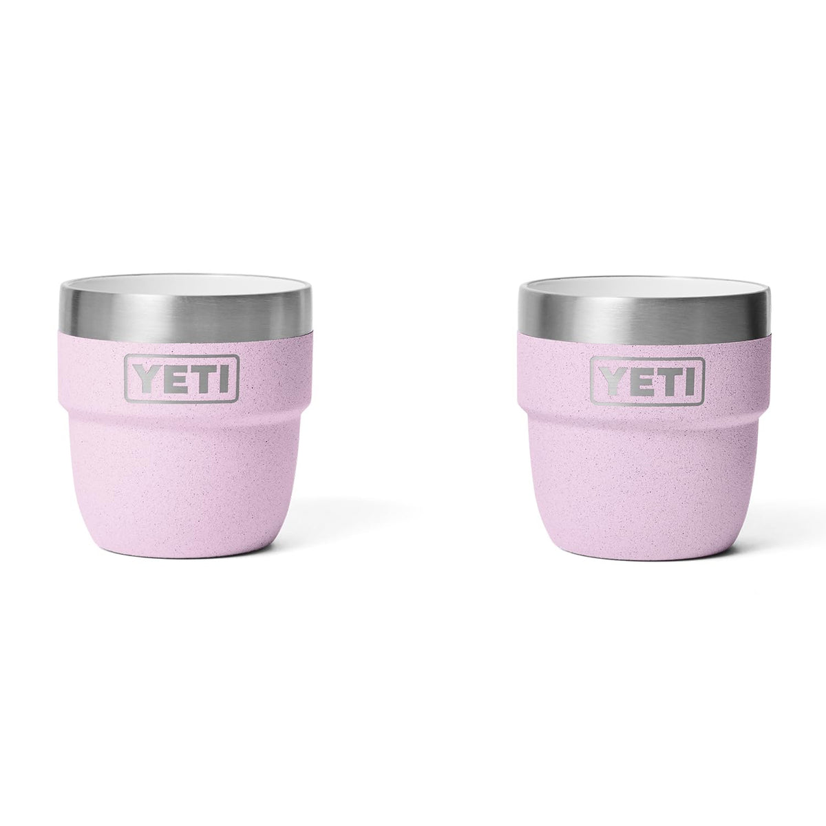YETI Rambler 4 oz stackable cup in cherry blossom color for espresso on the go.