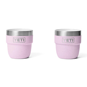 YETI Rambler 4 oz stackable cup in cherry blossom color for espresso on the go.