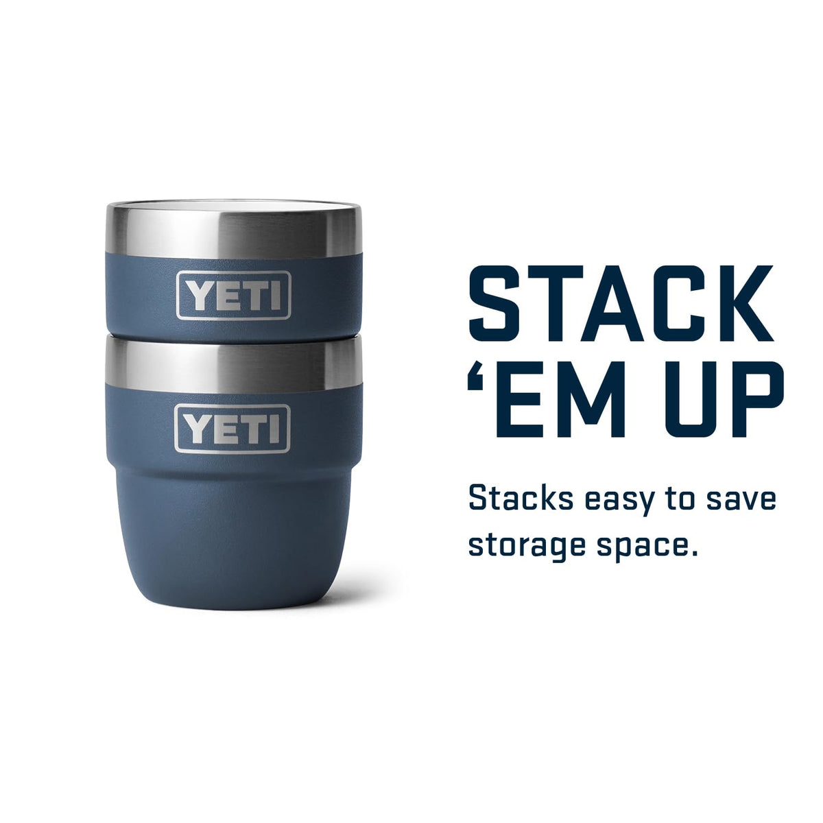 YETI Rambler 4 oz stackable cup navy dishwasher-friendly for quick cleaning
