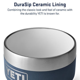 YETI Rambler 4 oz stackable cup navy durasip ceramic lining closeup