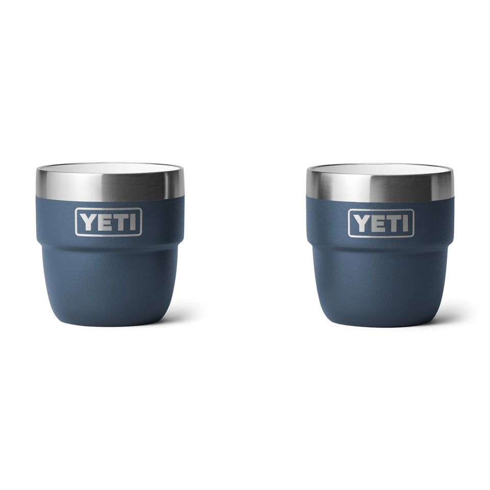YETI Rambler 4 oz stackable cup navy front view ideal for espresso rituals