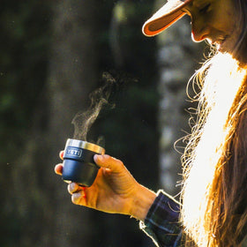 YETI Rambler 4 oz stackable cup demonstrating space-saving design for crowded cabinets.
