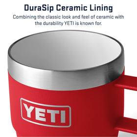YETI Rambler 6 oz stackable mug in cupholder, portable espresso companion.