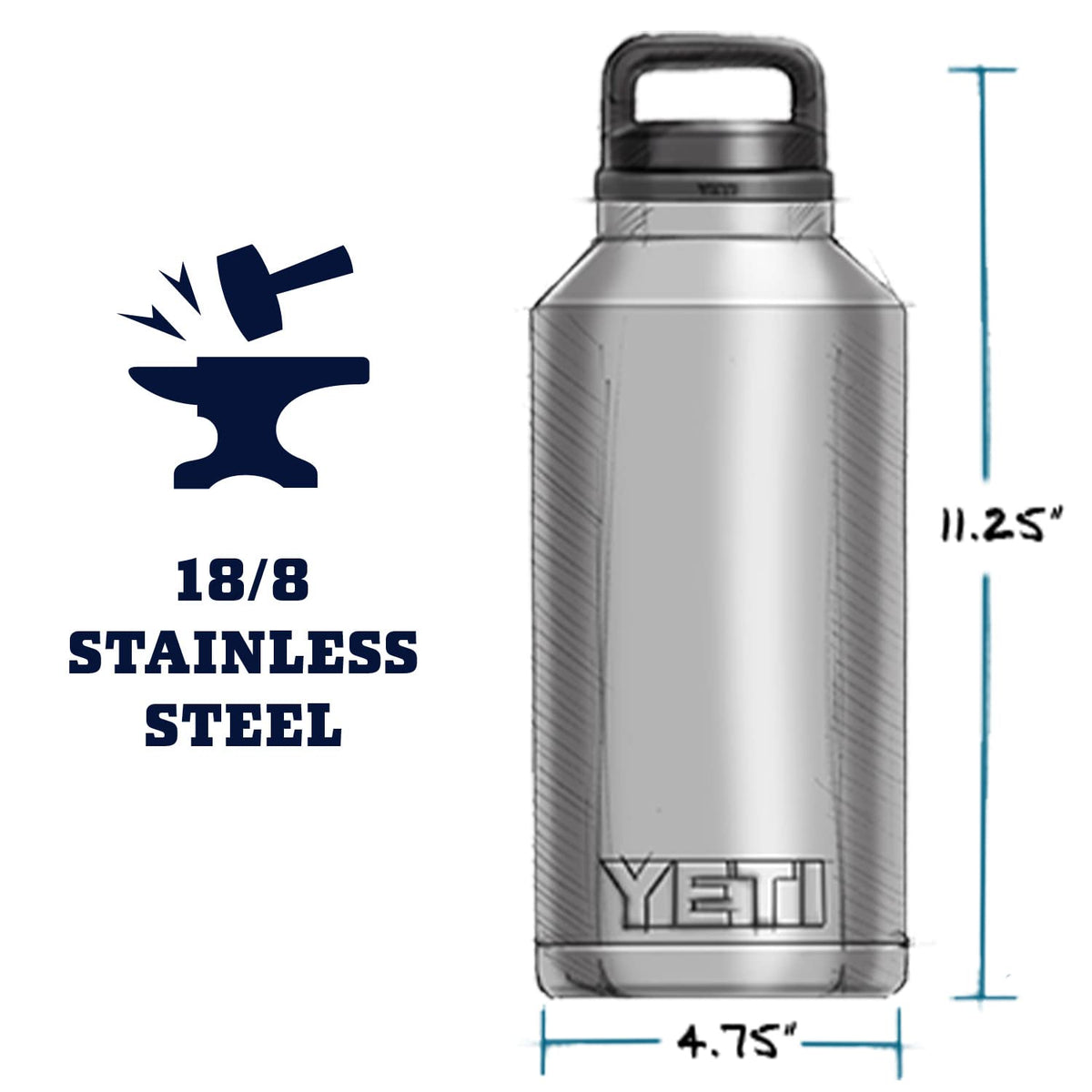 YETI Rambler 64 oz bottle with DuraCoat color resists wear.