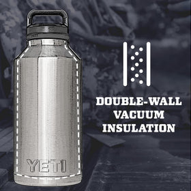 YETI Rambler 64 oz bottle with vacuum insulation keeps drinks cold longer.
