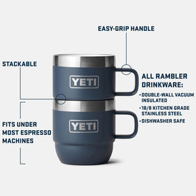 YETI Rambler 6oz Stackable Mug barista-friendly and dishwasher-safe for easy care.