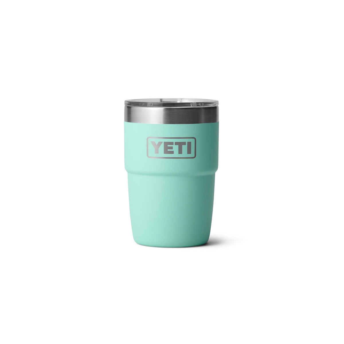 YETI Rambler 8 oz insulated mug with lid in seafoam ready for travel and heat retention