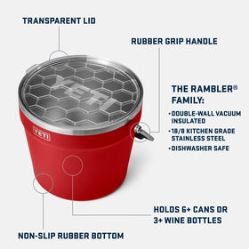 YETI Rambler Beverage Bucket 6-pack capacity ideal for parties.