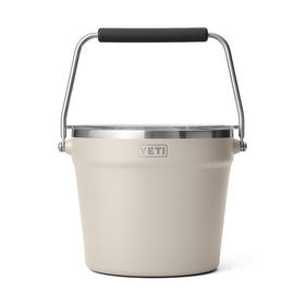 YETI Rambler Beverage Bucket side view in Cape Taupe, sturdy for gatherings.