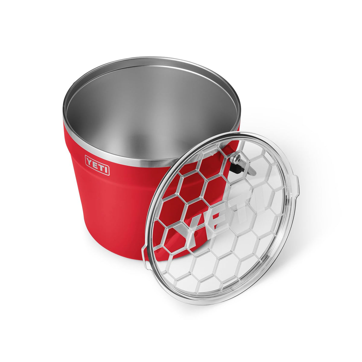 YETI Rambler Beverage Bucket ice retention keeps beverages cold.