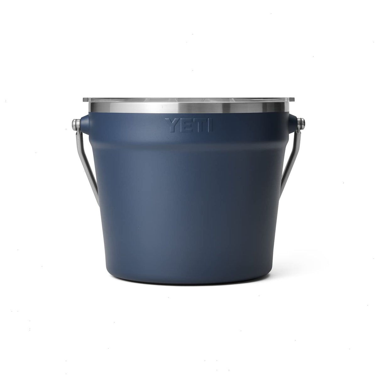 YETI Rambler Beverage Bucket navy outdoor use at a barbecue scene