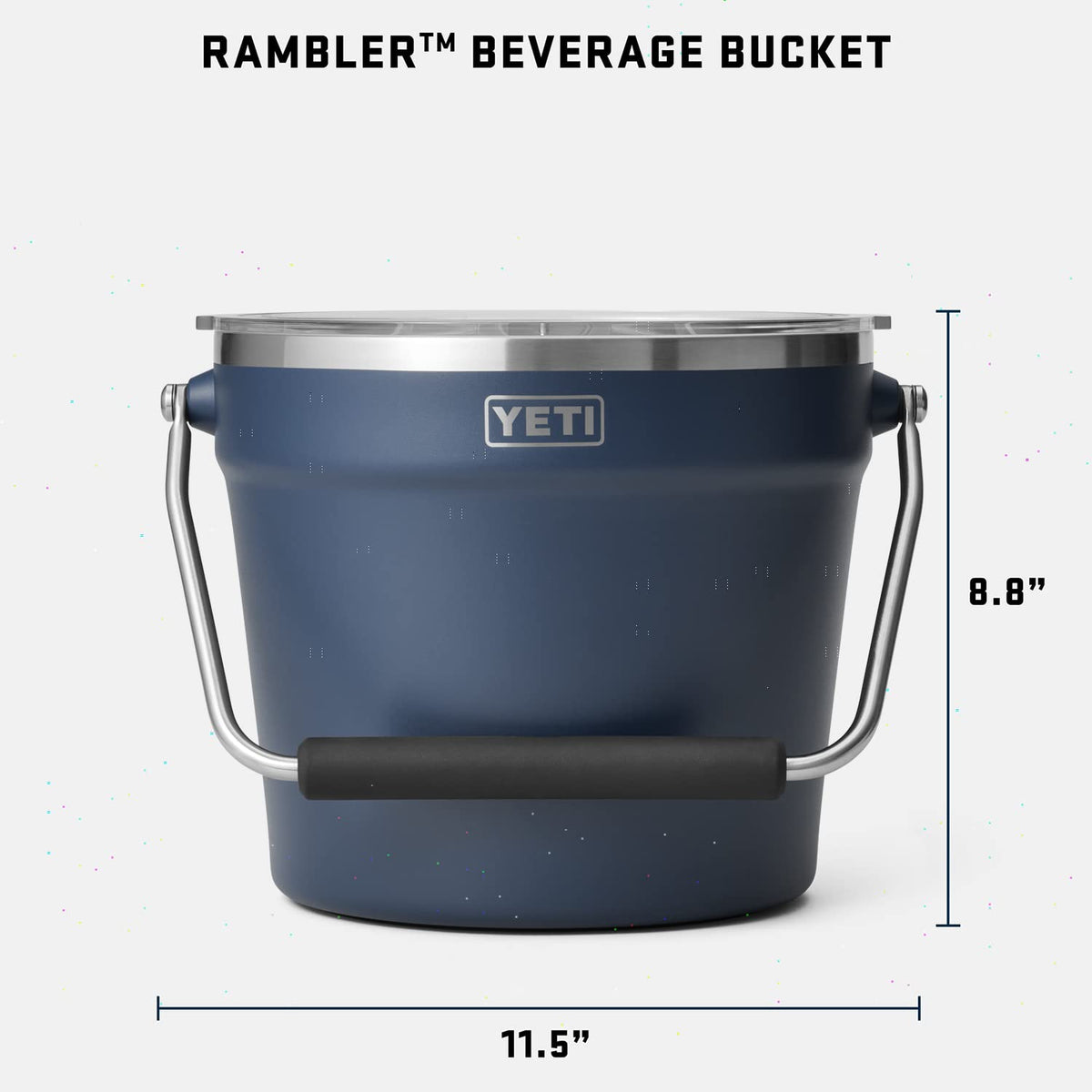YETI Rambler Beverage Bucket navy dishwasher-safe stainless steel for quick cleanup