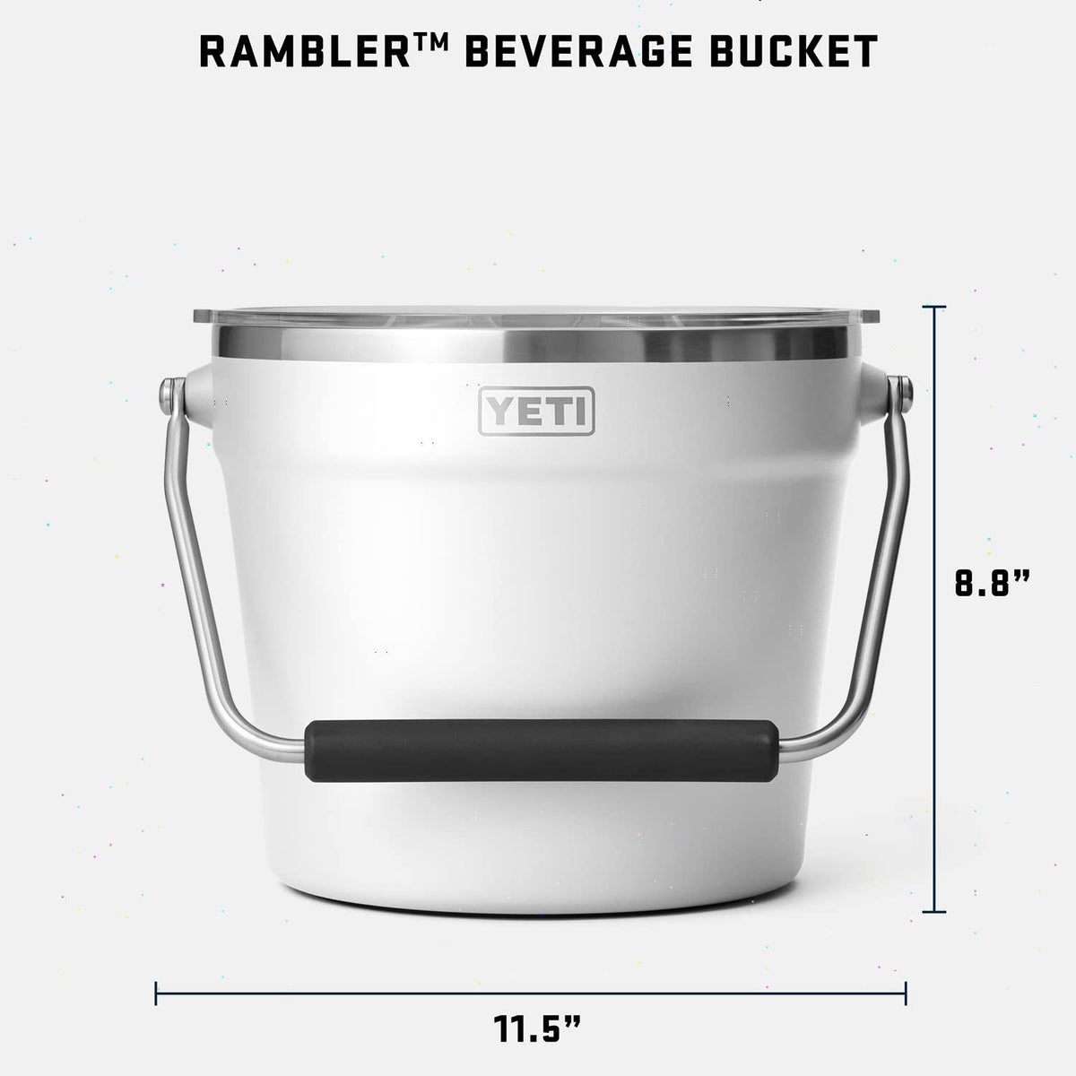 YETI Rambler Beverage Bucket rotating handle in use around guests.