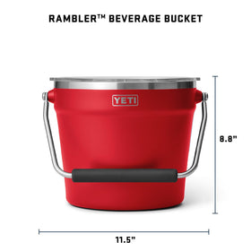 YETI Rambler Beverage Bucket rotating handle for easy transport.