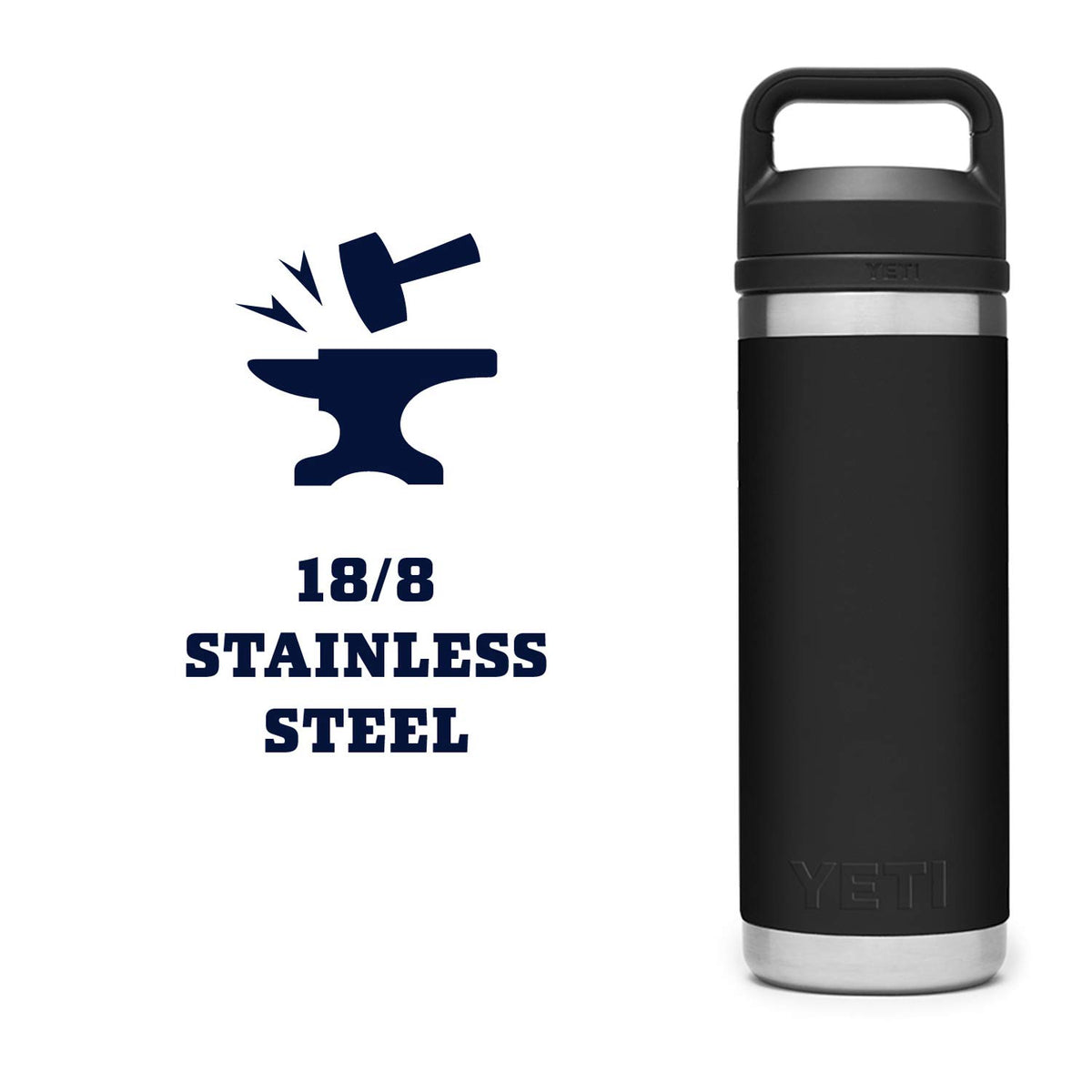 YETI Rambler black finish combines durability with a sleek everyday look.