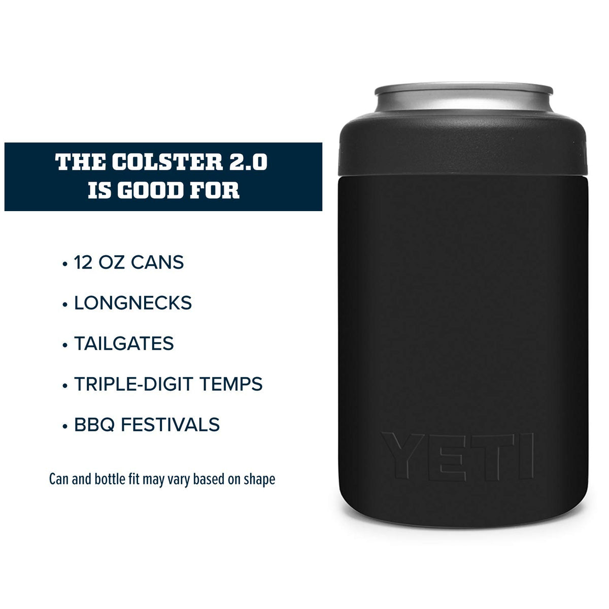 YETI Colster thick gauge steel 12oz black rugged durability