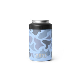 YETI Colster 2.0 in blue camo side view keeps a cold 12 oz can