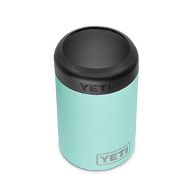 YETI Rambler Colster Seafoam with 12oz cans keeps drinks cold on the go.