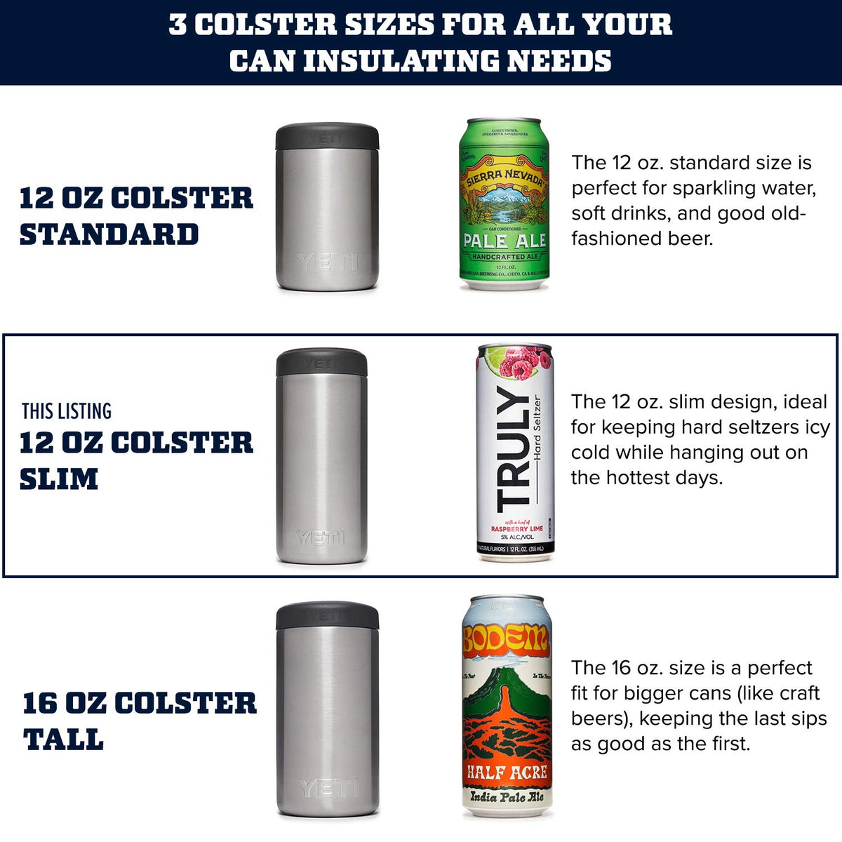 YETI Rambler Colster Slim with Load-and-Lock gasket for secure sealing.