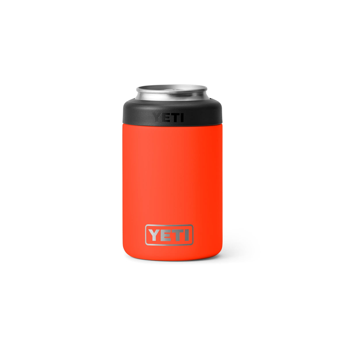 YETI Rambler Colster Solar Flare closeup illustrating a snug fit for standard cans