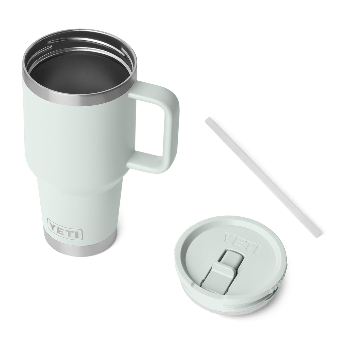 YETI Rambler with easy-grip handle for secure, comfortable holding.