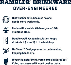 Front view of Desert Bloom Rambler bottle with rugged stainless steel.