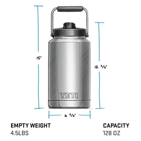 YETI Rambler Gallon Jug double-wall vacuum insulation keeps drinks cold or hot longer.