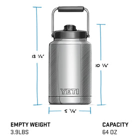 YETI Rambler Half Gallon Jug with insulated lid, emphasizing temperature retention.