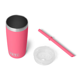 Close-up of 18/8 stainless steel body on YETI Rambler Jr 10 oz tropical pink