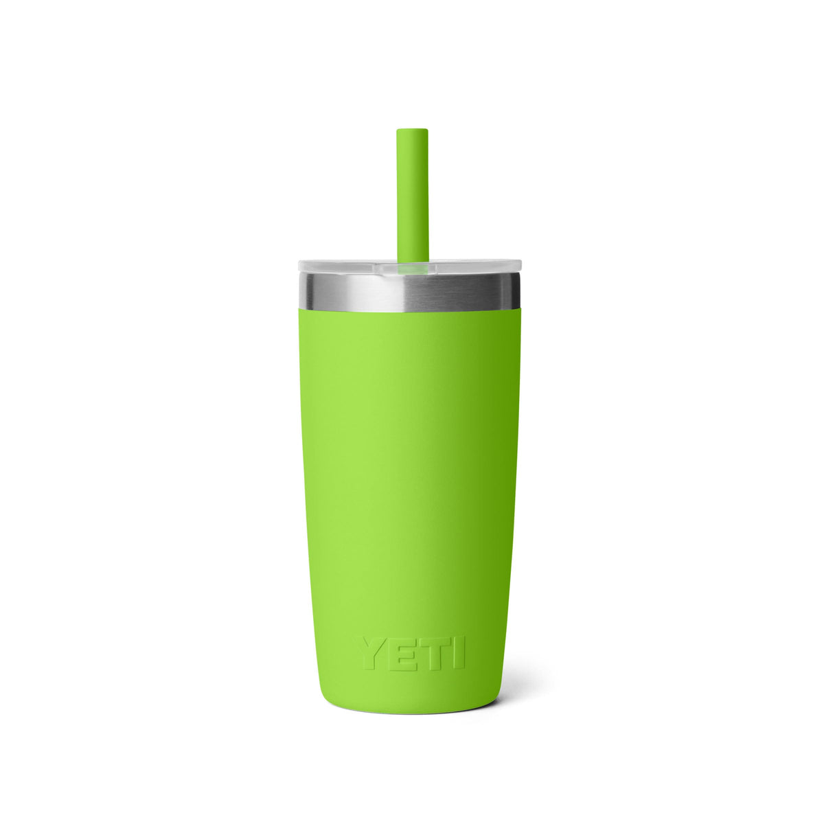 YETI Rambler Jr 10 oz silicone straw lid aids easy sipping and mess control.
