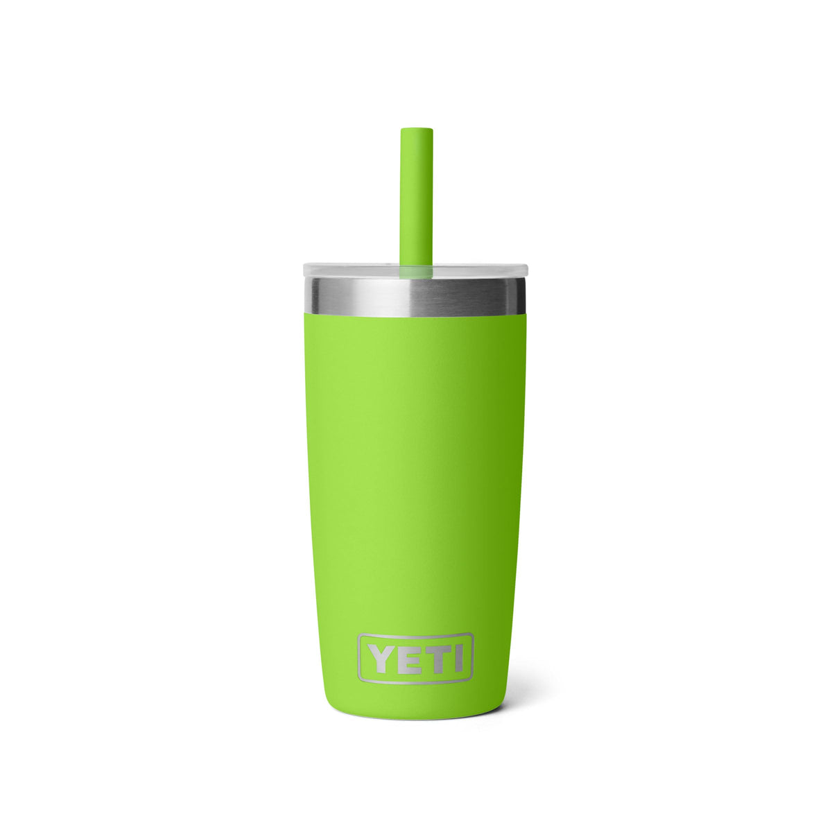YETI Rambler Jr 10 oz with silicone straw lid for spill-resistant sipping on the go.