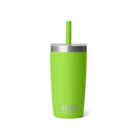 YETI Rambler Jr 10 oz with silicone straw lid for spill-resistant sipping on the go.