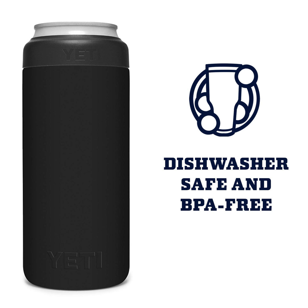 YETI Slim Colster dishwasher safe for easy cleanup after outdoor use