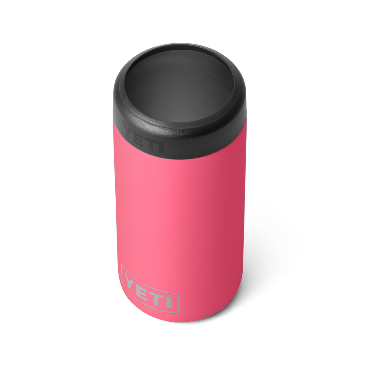 YETI Rambler Slim Colster Tropical Pink front view keeps slim cans cool on trips