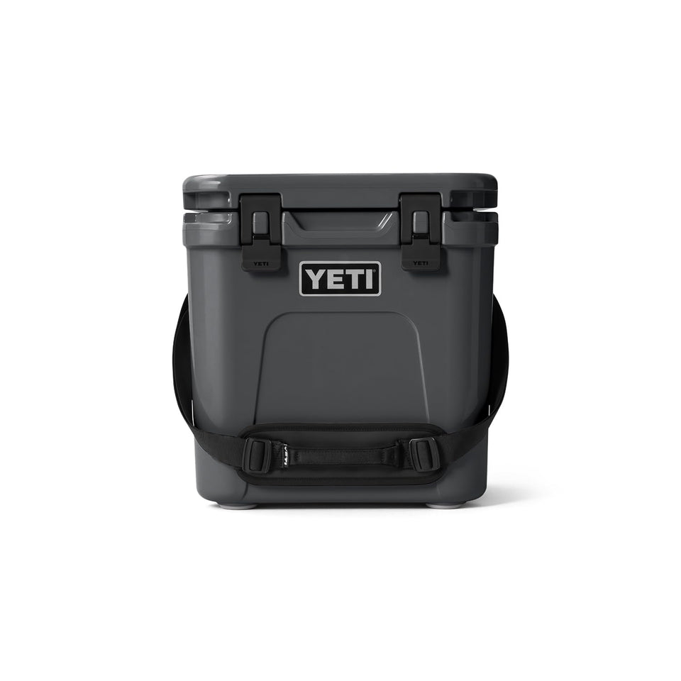 YETI Roadie 24 2.0 charcoal front view showing compact size for road trips