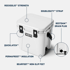 YETI Roadie 24 interior layout for organized, cold storage on trips.
