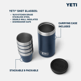 YETI shot glasses set of four ready for sharing on boating trips.