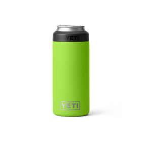 YETI Slim Colster around a 12 oz can, keeps drinks extra cold on outdoor trips.