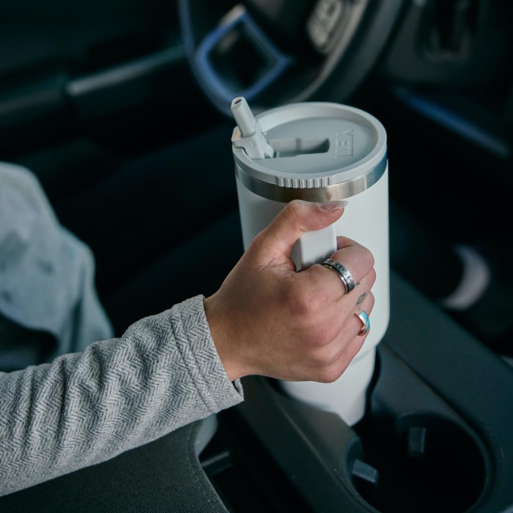YETI Rambler 40 oz travel mug with double-wall insulation keeps drinks cold
