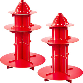 Yexiya fire hydrant cupcake stand assembly for themed party decor.