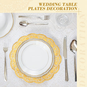 Yexiya gold lace doilies protect surfaces while decorating.