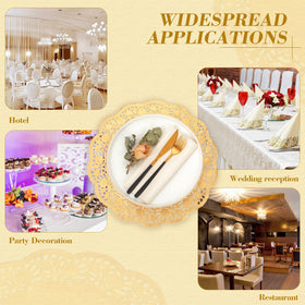 Yexiya gold lace doilies add festive shine to cupcakes and snacks.