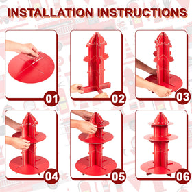 Yexiya red firefighter themed cupcake holder enhances party ambiance.