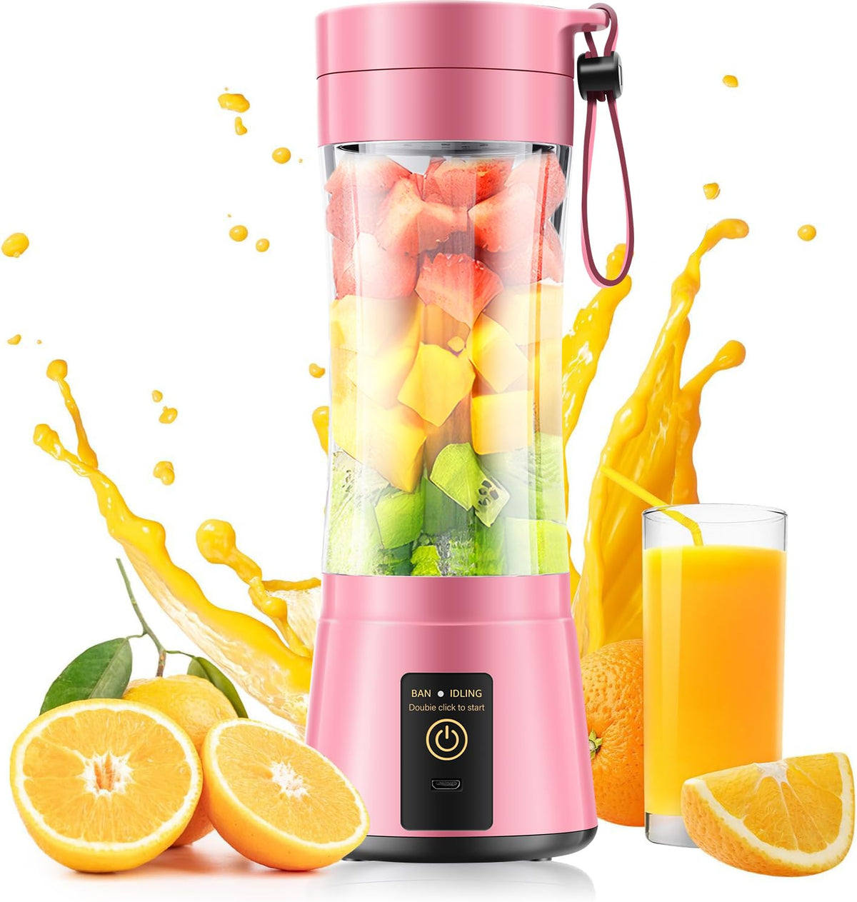 YFIXQNSU portable blender with 380ml travel cup for smoothies on the go
