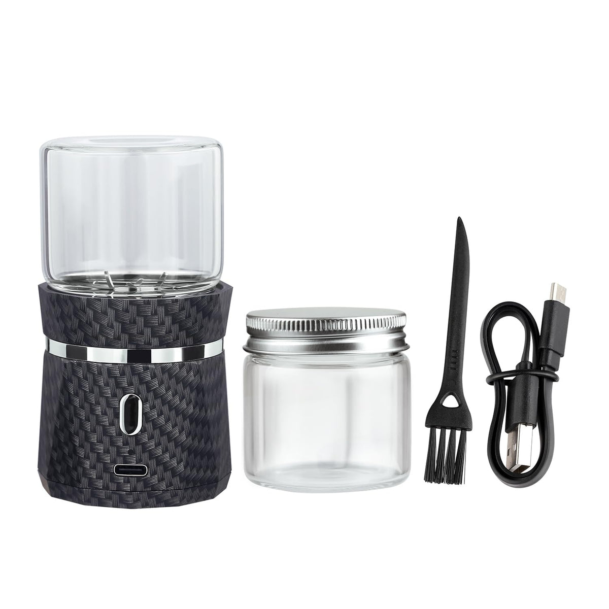 YFTOHI unique electric herb grinder top view with compact design and dual jars.