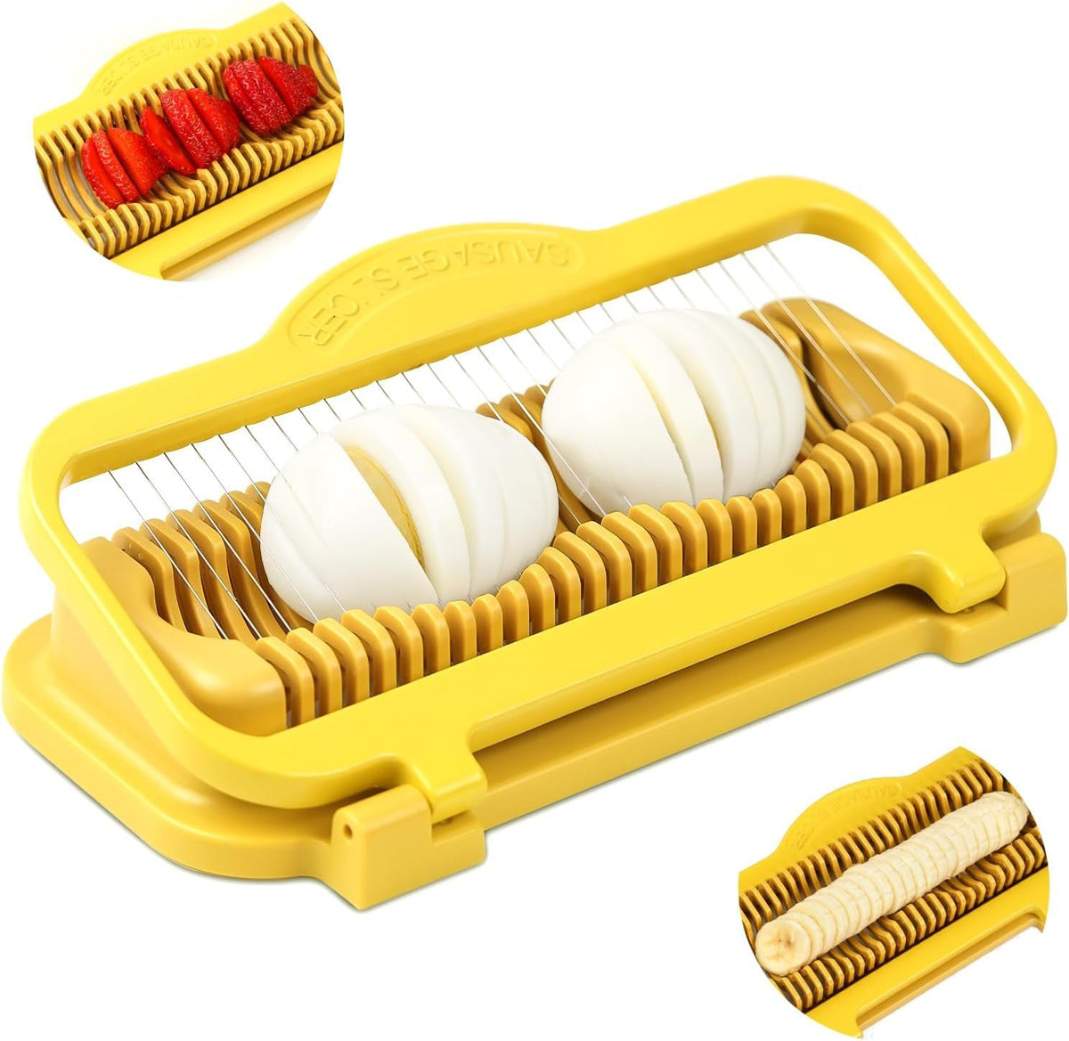 YFYTL banana slicer in use for even banana slices and quick fruit prep.