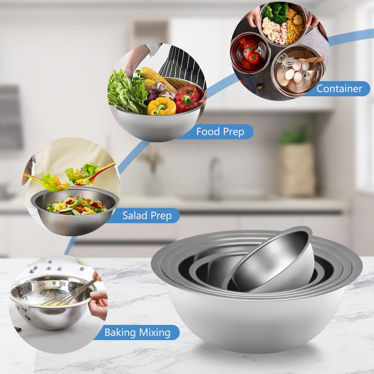 YGFRSTO kitchen bowls suitable for daily use, camping, or RV travel