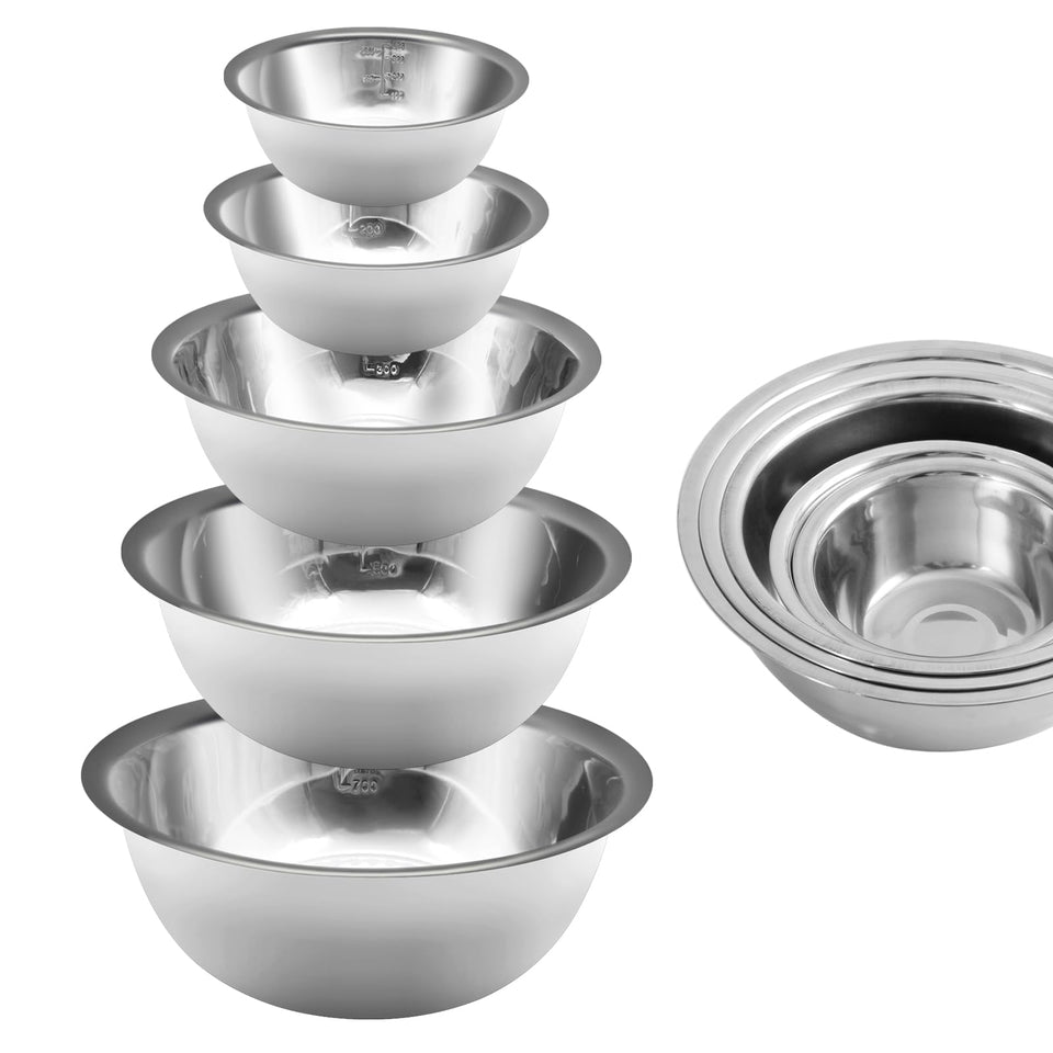 YGFRSTO mixing bowls set of five in stainless steel for durable daily prep